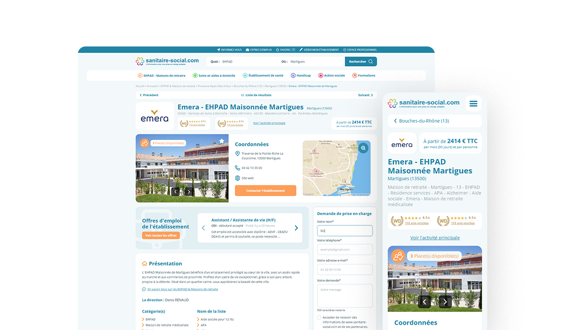 Page détails d'établissement - nouvelle version